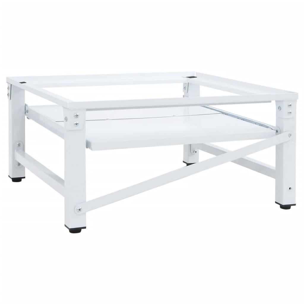 Fehér mosógéptartó állvány kihúzható polccal