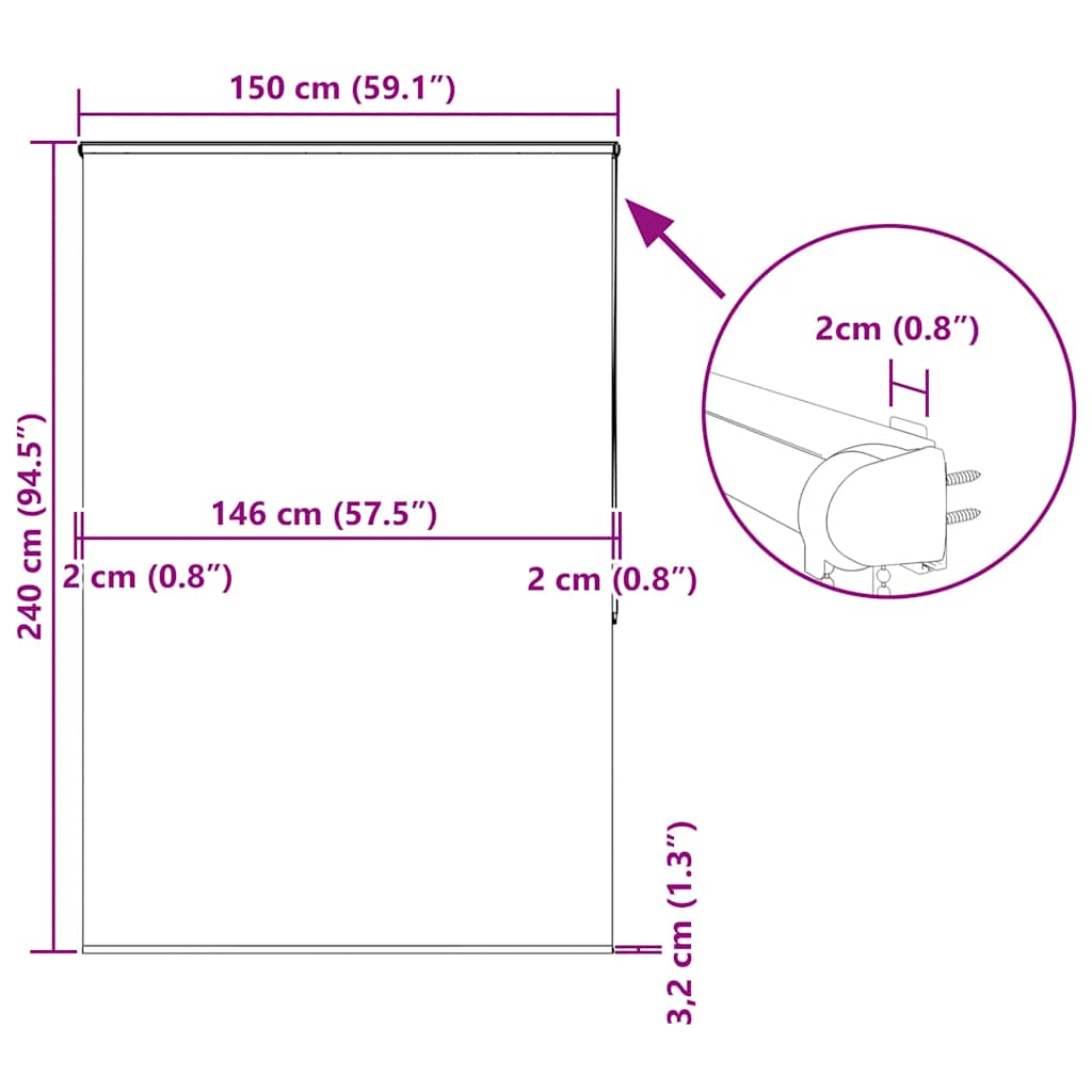 Zuhanyzó redőny kazettával 150x240 cm szövetszélesség 146 cm
