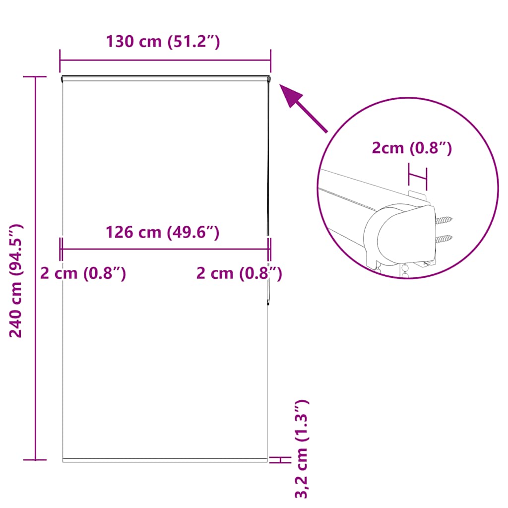 Zuhanyzó redőny kazettával 130x240 cm szövet szélessége 126 cm