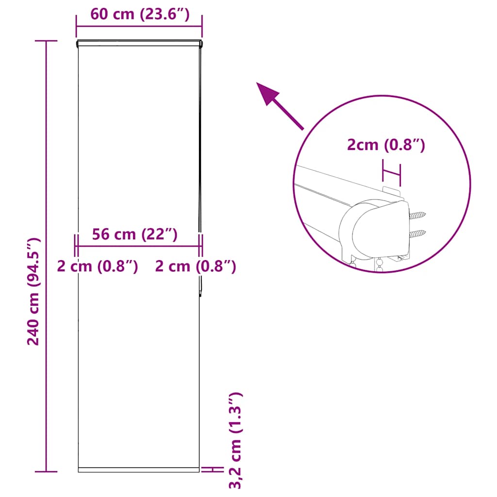 Zuhanyzó redőny kazettával 60x240 cm szövetszélesség 56 cm