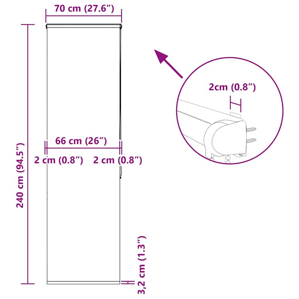 Zuhanyzó redőny kazettával 70x240 cm szövetszélesség 66 cm