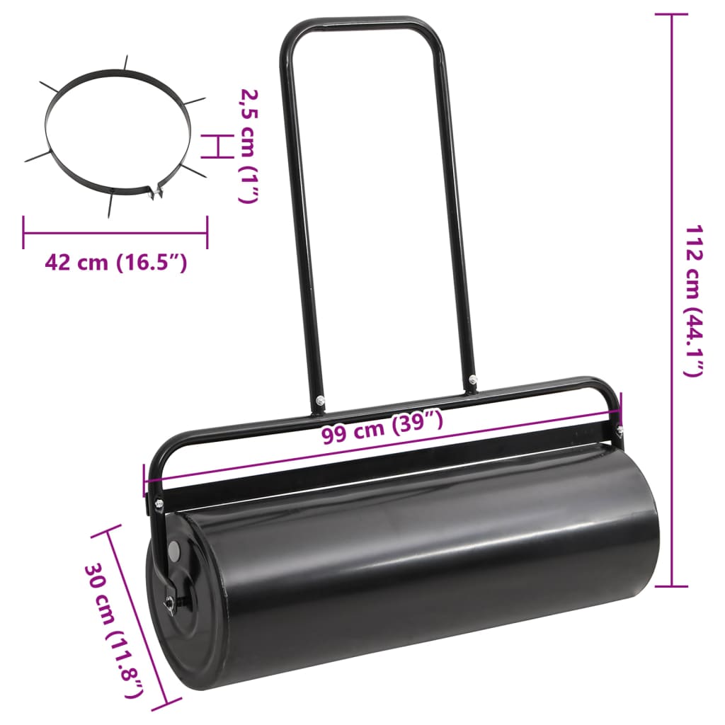 Fekete vas és acél kerti fűhenger szellőztetőtüskékkel 63 l