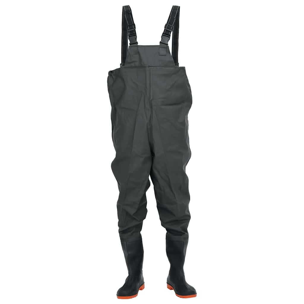 Sötétzöld mellkasig érő gázlóruha csizmával 45-ös