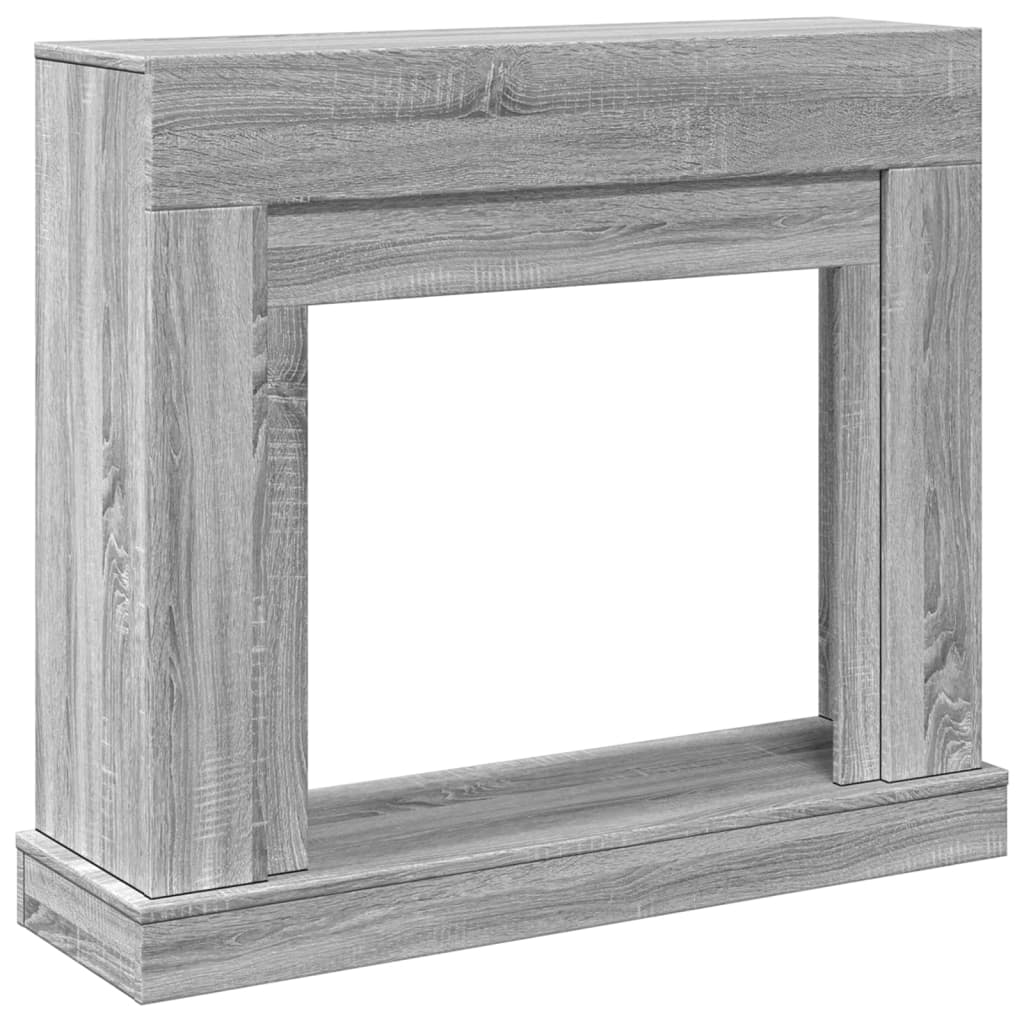 Szürke sonoma színű szerelt fa kandallóburkolat 100x30x87,5 cm