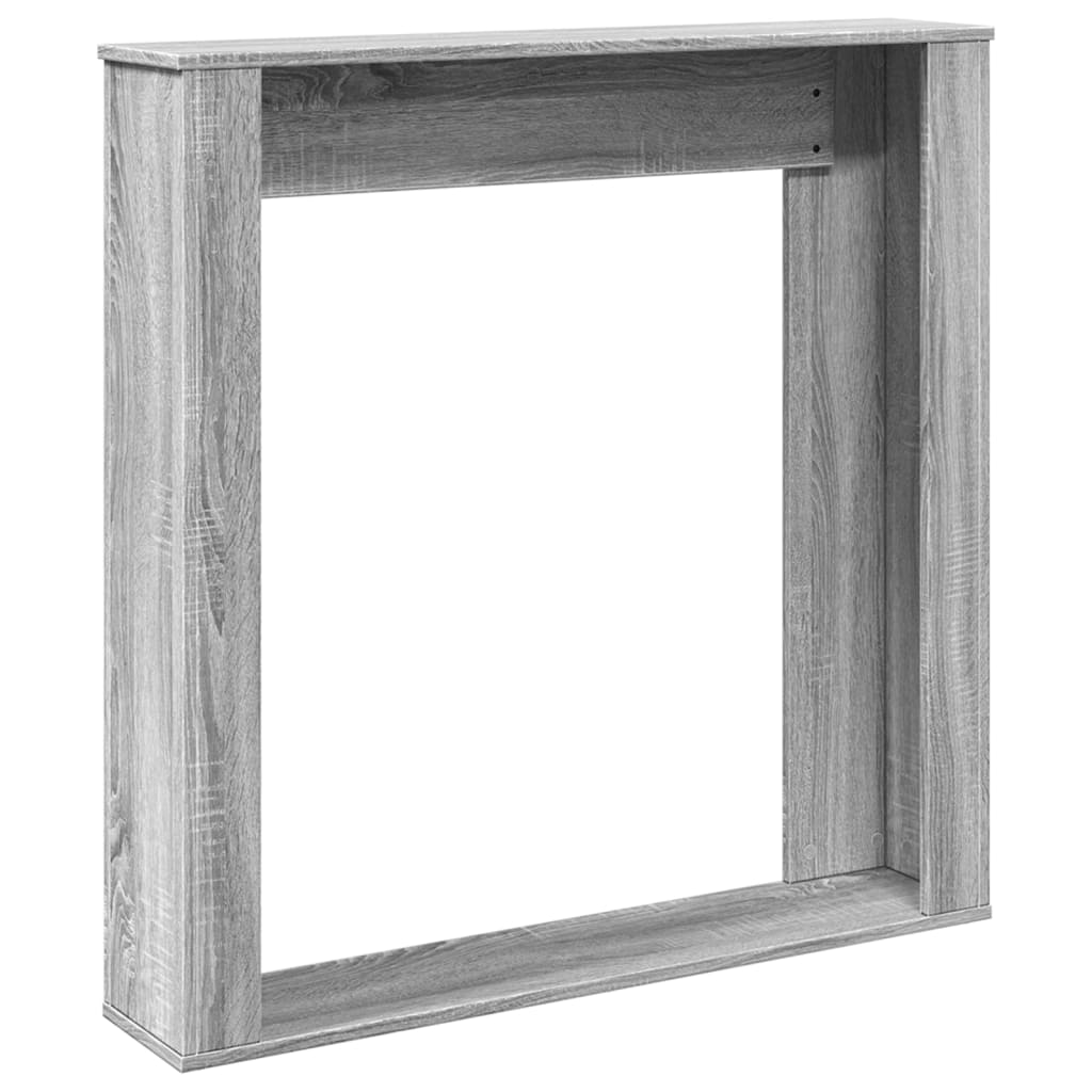Szürke sonoma színű szerelt fa kandallóburkolat 100x20x100 cm