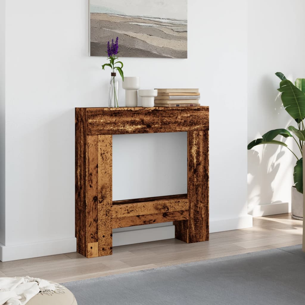 Antik fa színű szerelt fa kandallóburkolat 81 x 18 x 82 cm Antik fa színű szerelt fa kandallóburkolat 81 x 18 x 82 cm