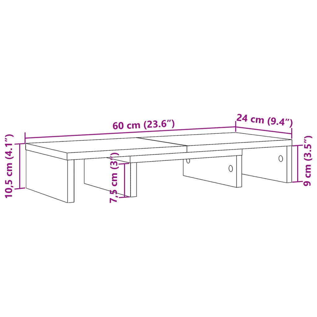 Barna tölgy szerelt fa állítható monitorállvány 60x24x10,5 cm Barna tölgy szerelt fa állítható monitorállvány 60x24x10,5 cm