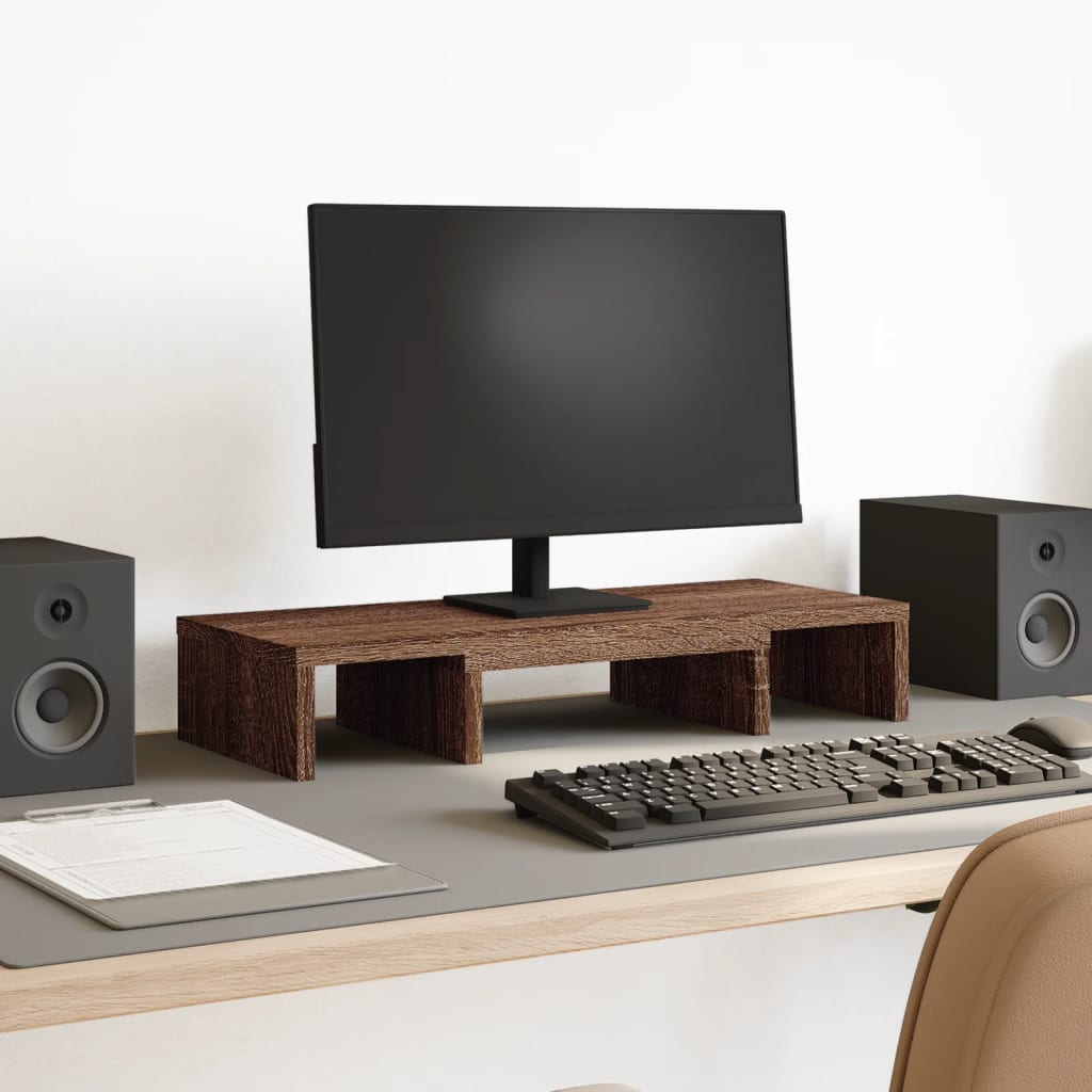 Barna tölgy szerelt fa állítható monitorállvány 60x24x10,5 cm Barna tölgy szerelt fa állítható monitorállvány 60x24x10,5 cm