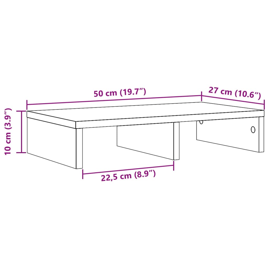 Antik fa színű szerelt fa monitorállvány 50 x 27 x 10 cm Antik fa színű szerelt fa monitorállvány 50 x 27 x 10 cm