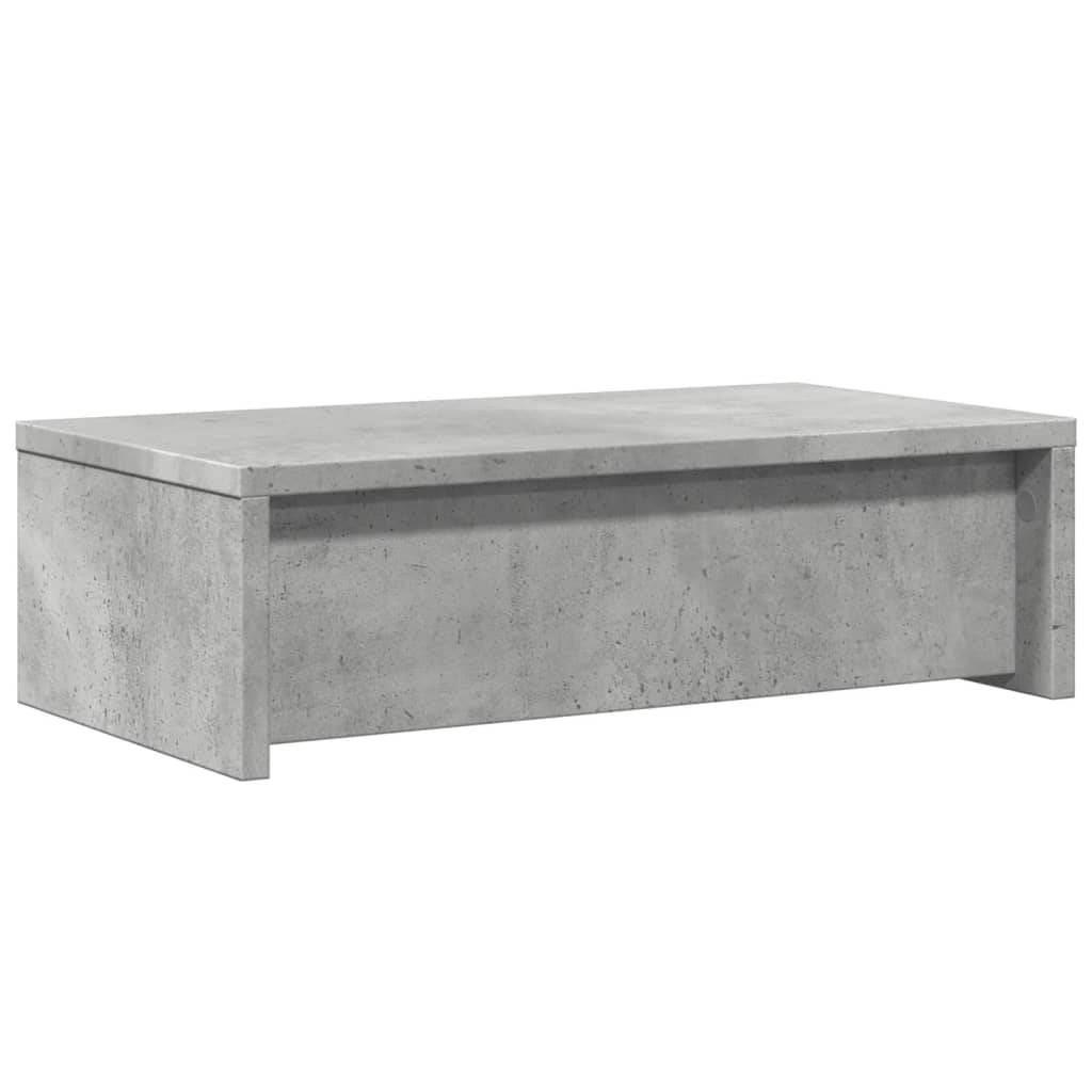Betonszürke szerelt fa monitorállvány fiókokkal 50 x 27 x 15 cm