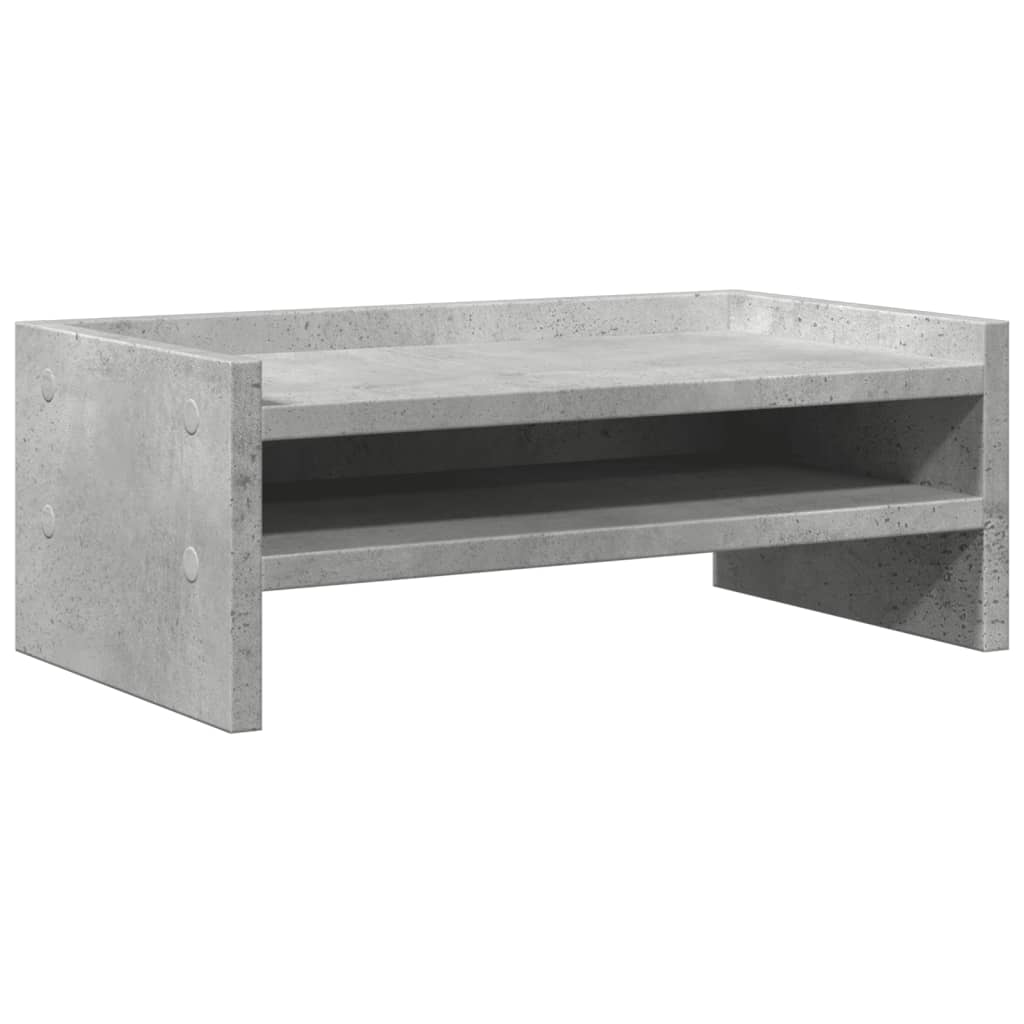 Betonszürke szerelt fa monitorállvány 42 x 24 x 16 cm