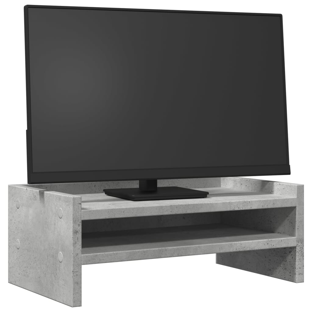 Betonszürke szerelt fa monitorállvány 42 x 24 x 16 cm