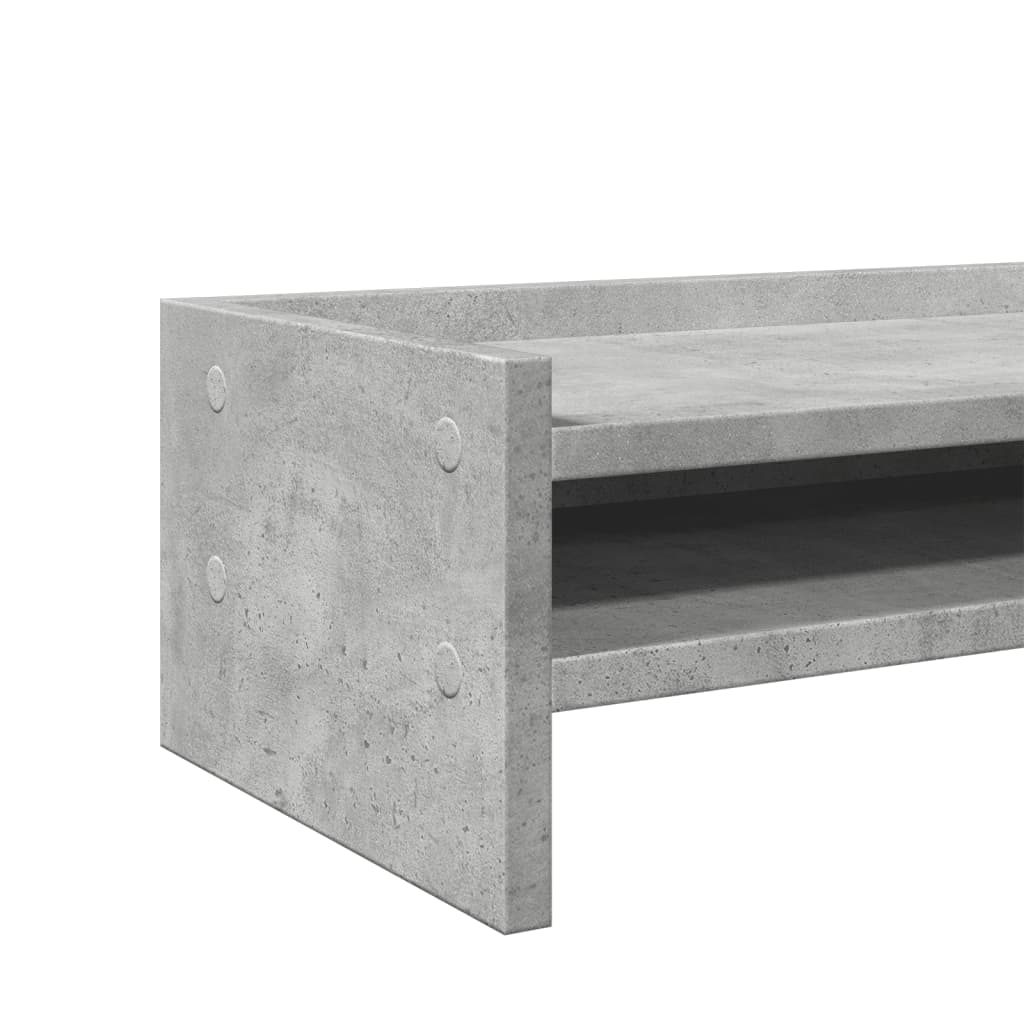 Betonszürke szerelt fa monitorállvány 42 x 24 x 16 cm