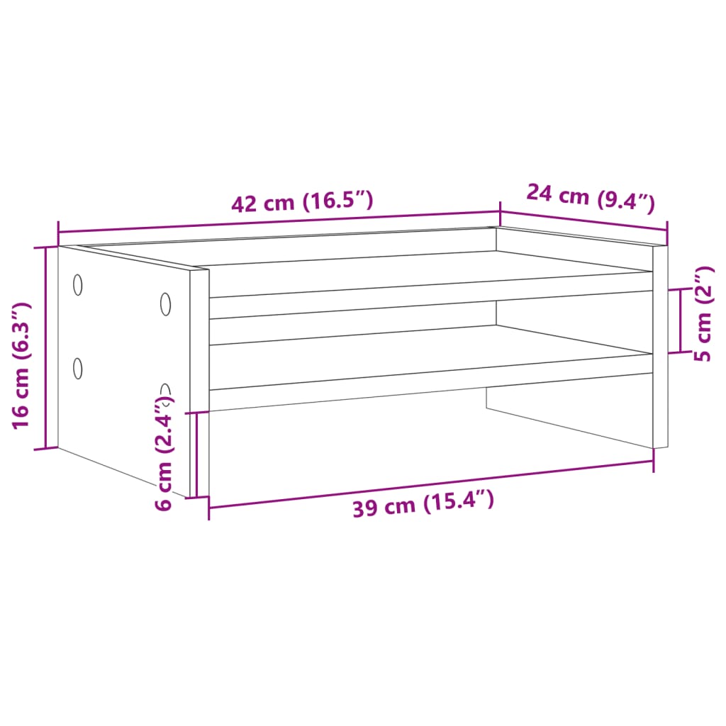 Antik fa színű szerelt fa monitorállvány 42 x 24 x 16 cm Antik fa színű szerelt fa monitorállvány 42 x 24 x 16 cm