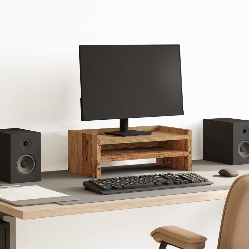 Antik fa színű szerelt fa monitorállvány 42 x 24 x 16 cm Antik fa színű szerelt fa monitorállvány 42 x 24 x 16 cm