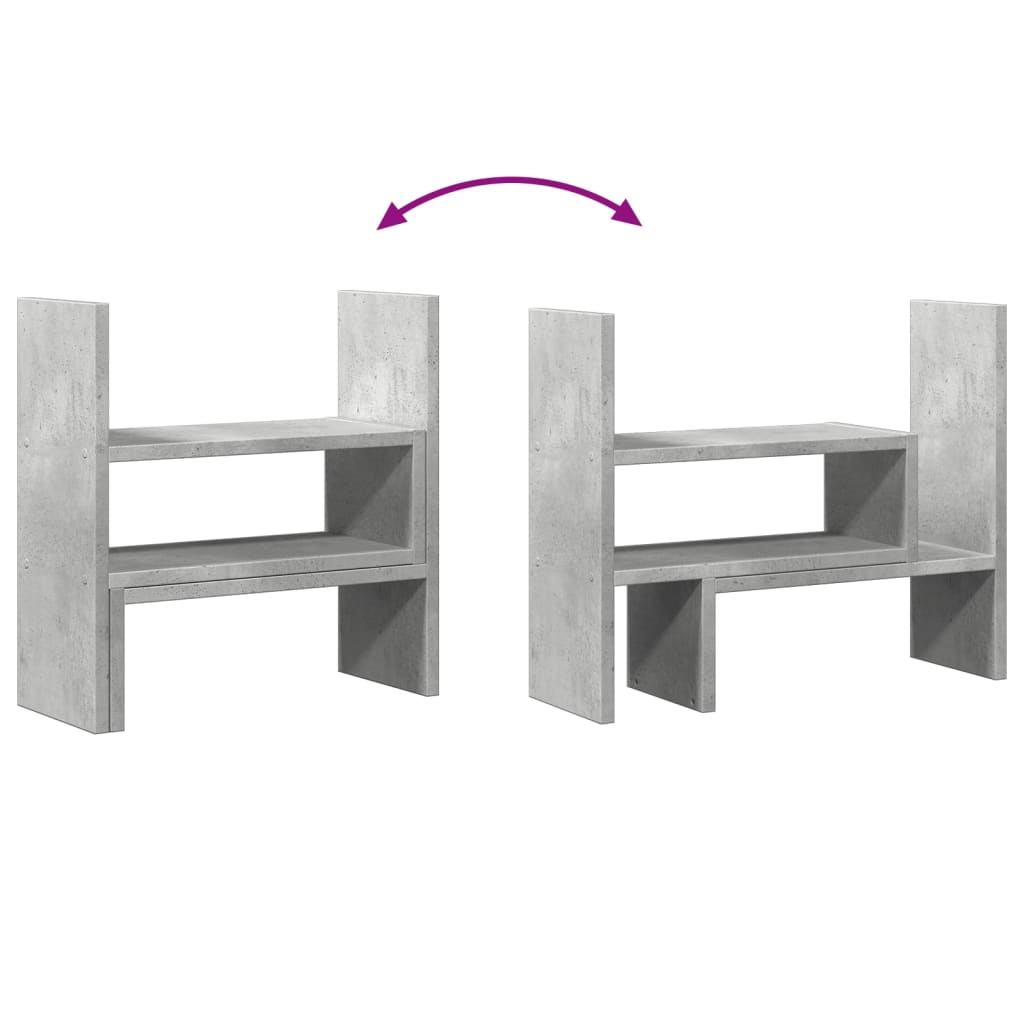 Betonszürke szerelt fa állítható íróasztal-szervező 40x17x41 cm