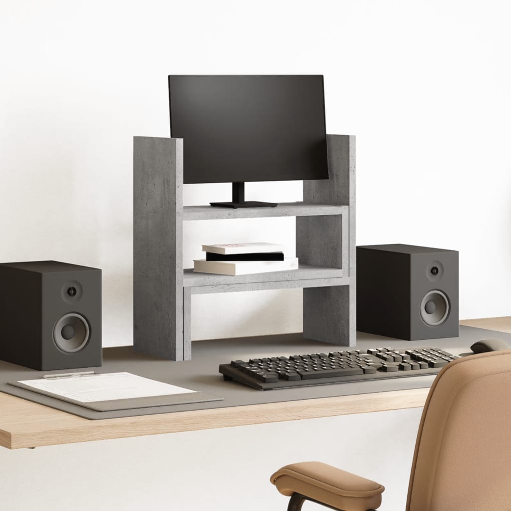 Betonszürke szerelt fa állítható íróasztal-szervező 40x17x41 cm