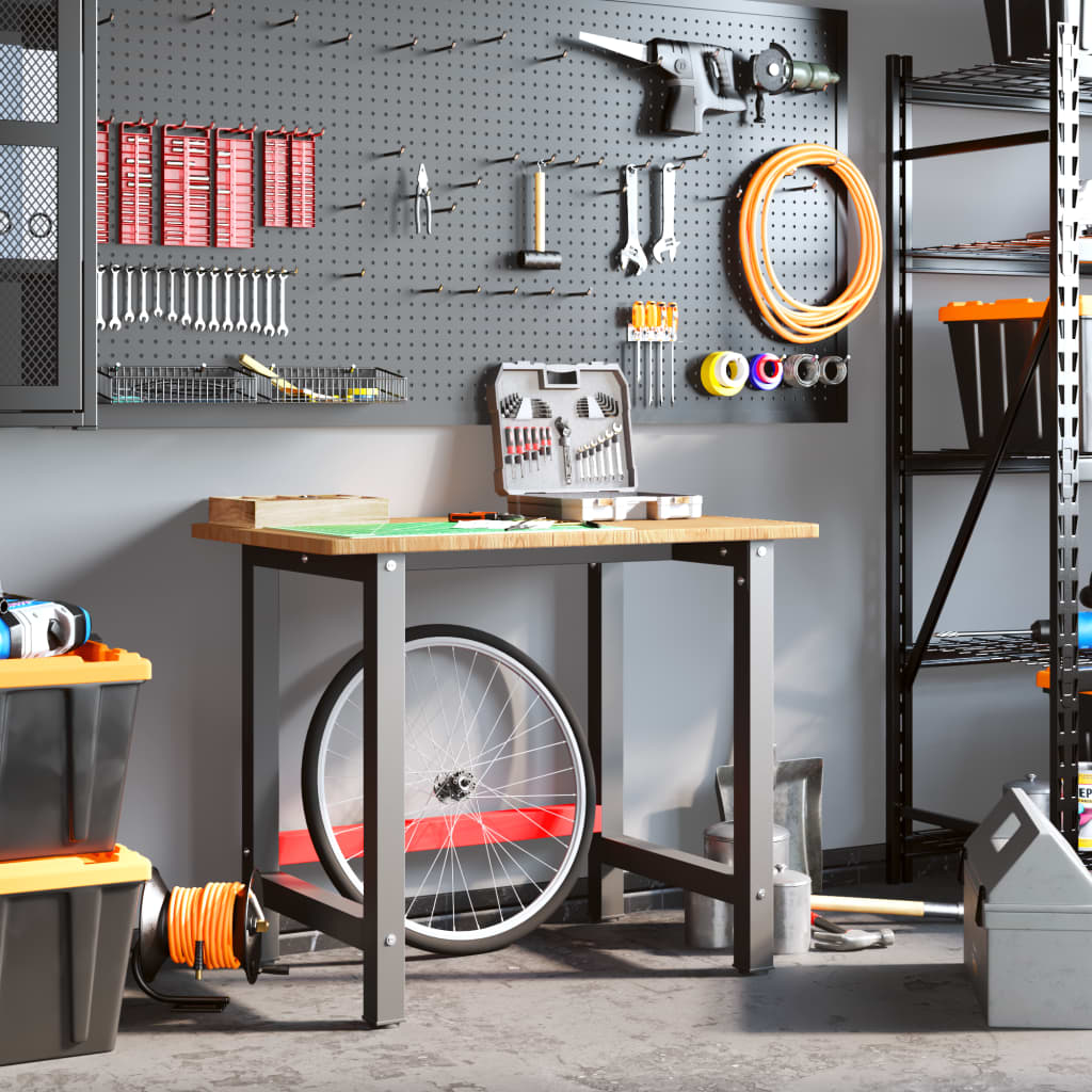 Világosbarna tölgyfa négyszög alakú munkapad 100 x 60 x 81,5 cm