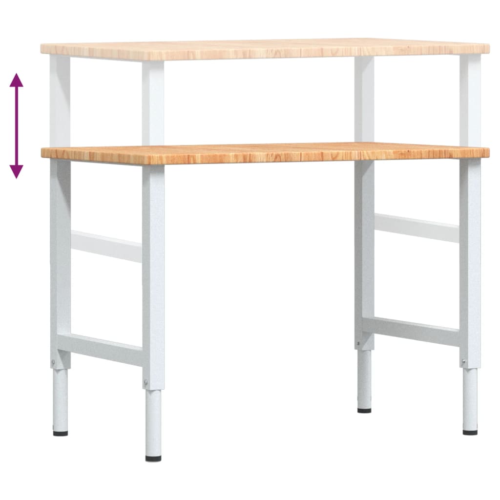 Világosbarna négyszögű tölgyfa munkaasztal 100x60x(71,5-98) cm