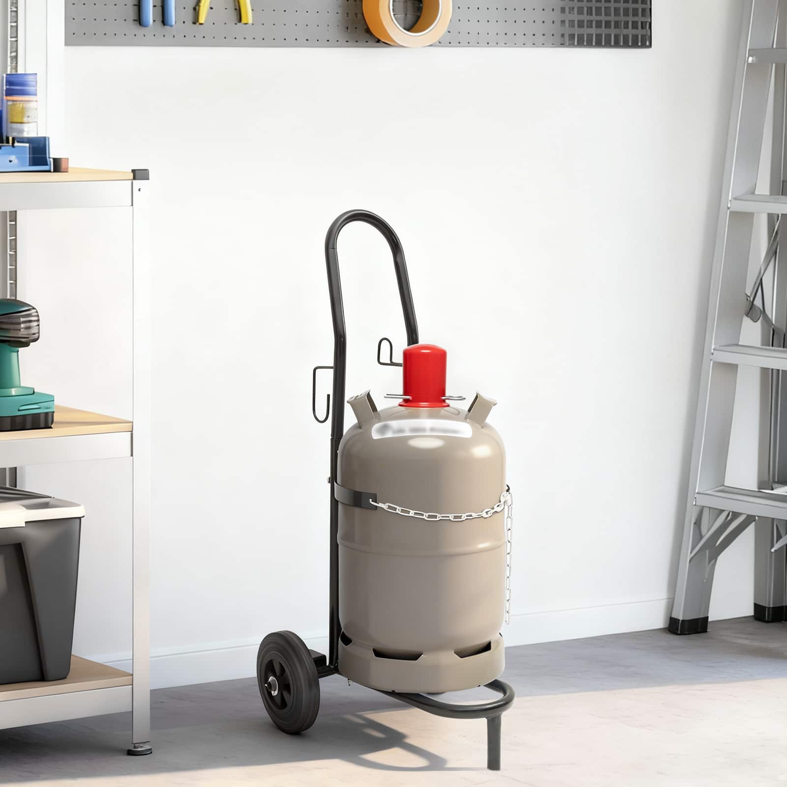 Kézikocsi fekete és piros 49 x 49 x 101 cm acél