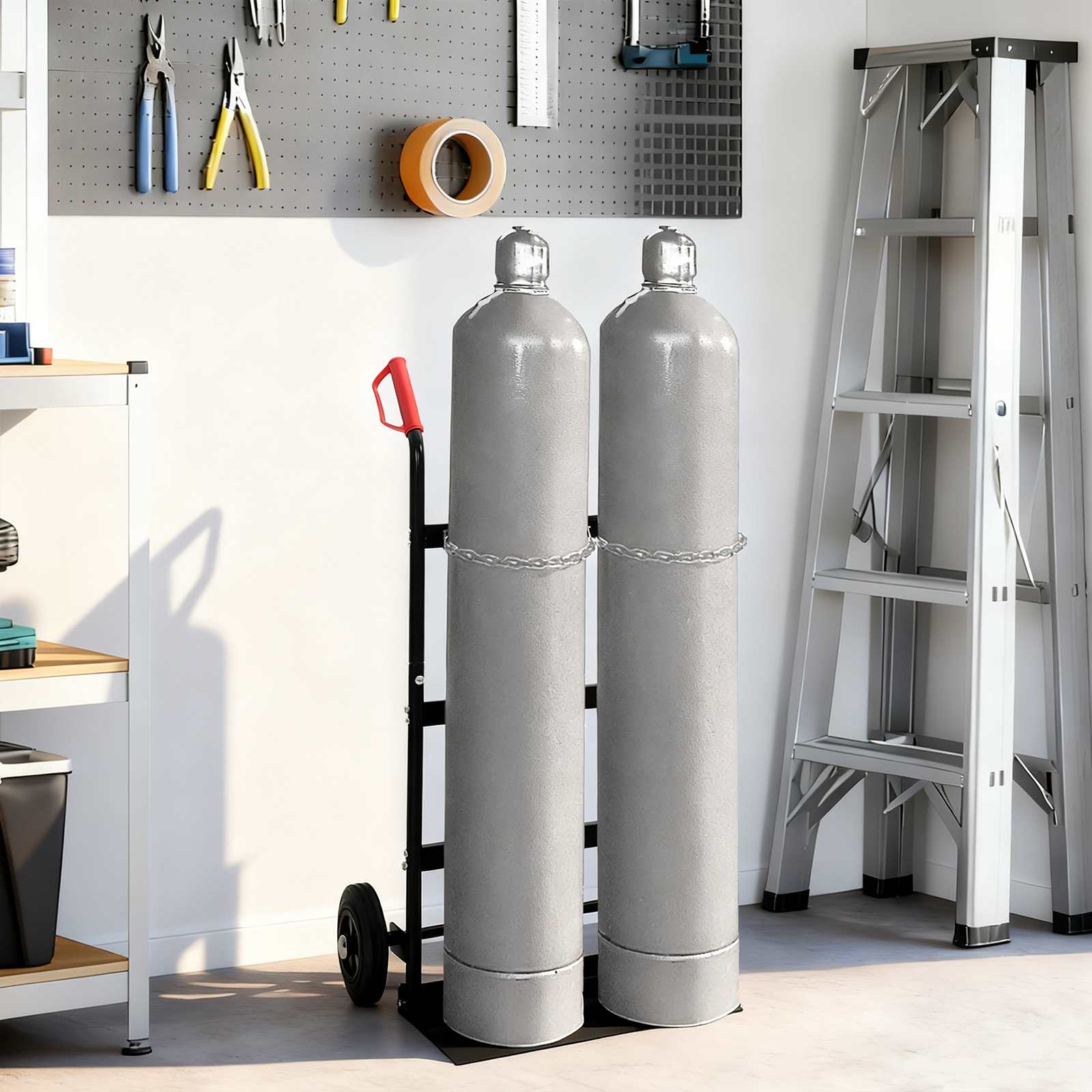 Kézikocsi fekete és piros 63 x 43,5 x 110 cm acél