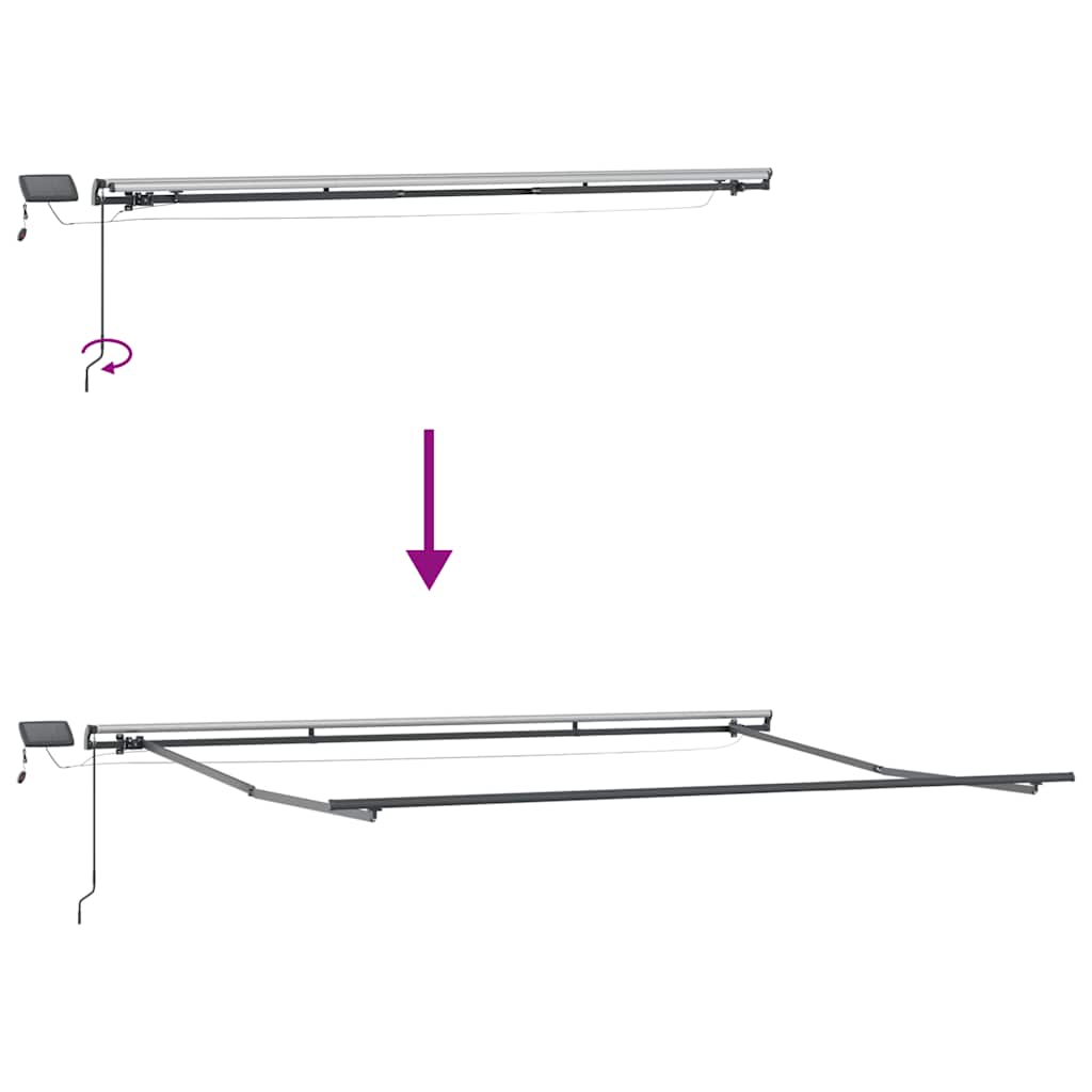 Antracitszürke-fehér led-es kézi napellenző 500 x 300 cm