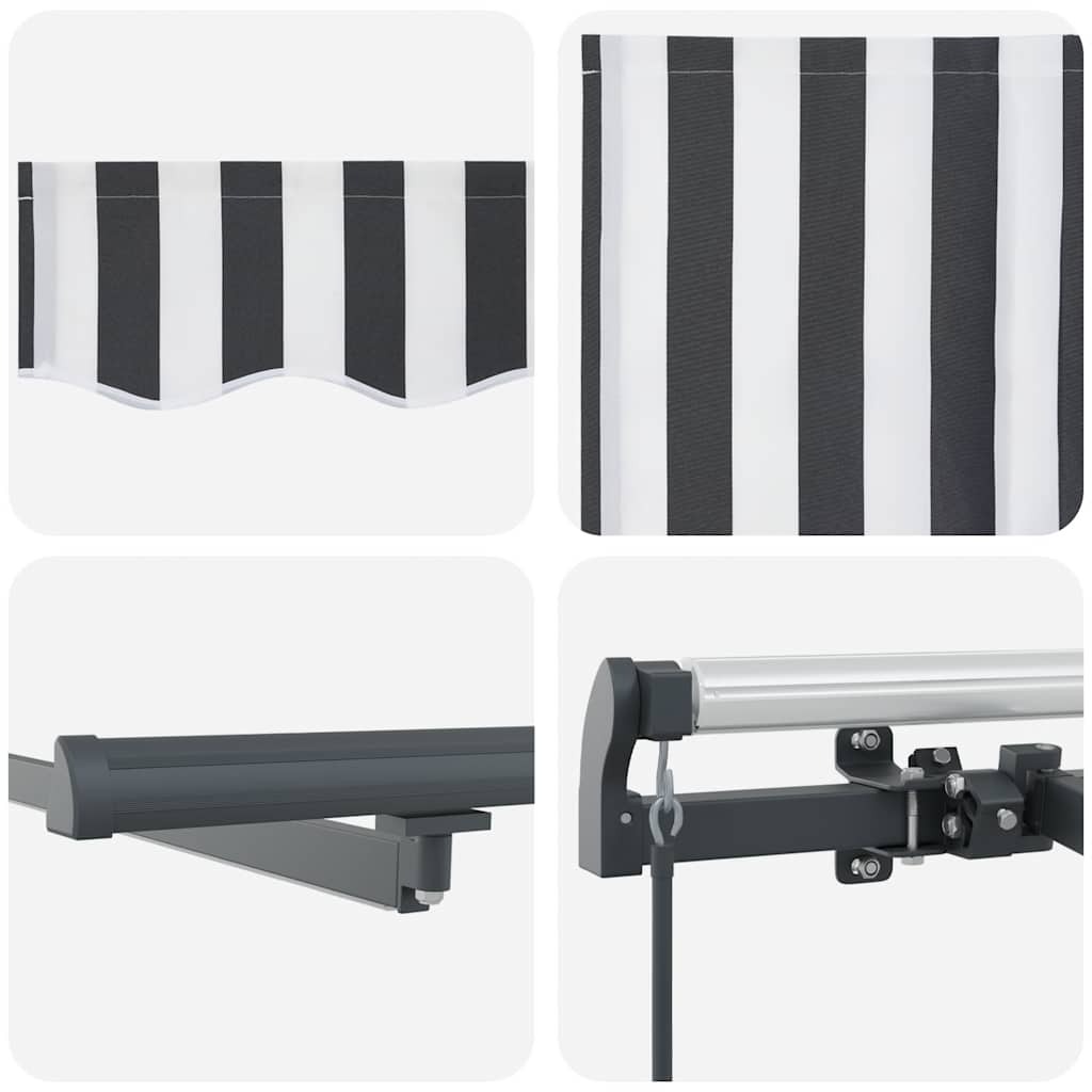 Antracitszürke-fehér led-es kézi napellenző 500 x 300 cm