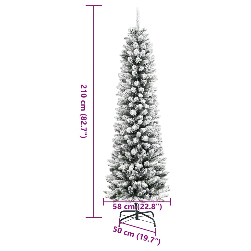Pvc és polietilén műkarácsonyfa pelyhes hóval 210 cm