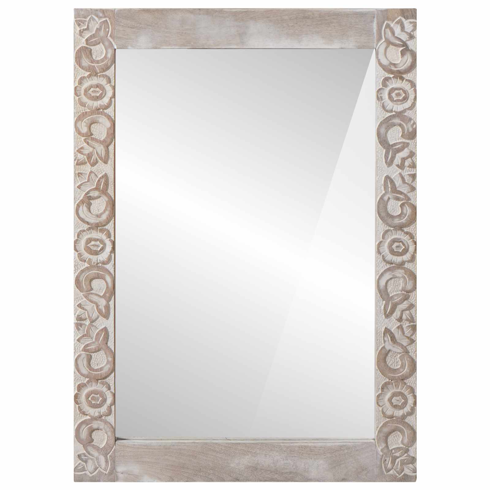 Fürdőszobai tükör tárolóval fehér 50 x 70 x 3 cm tömör mangófát