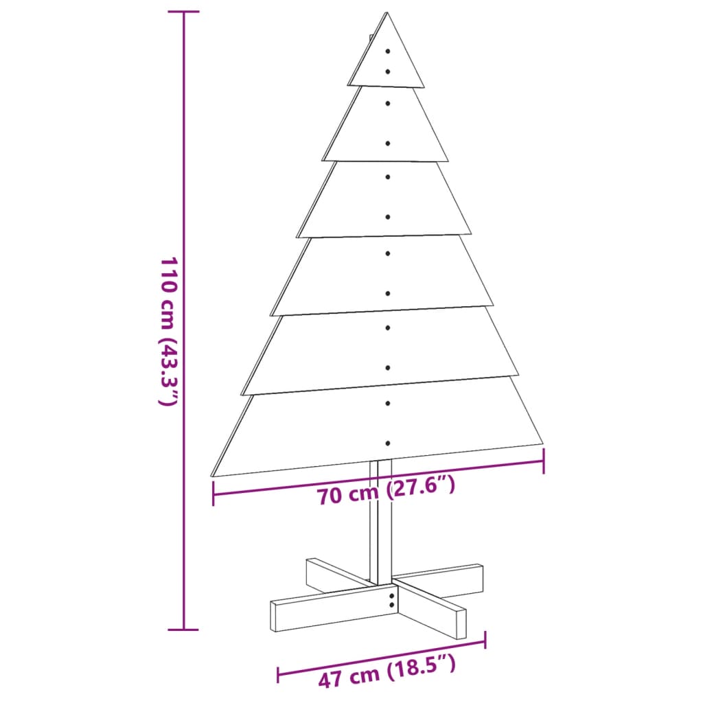 Tömör fa karácsonyfa-dekoráció 110 cm