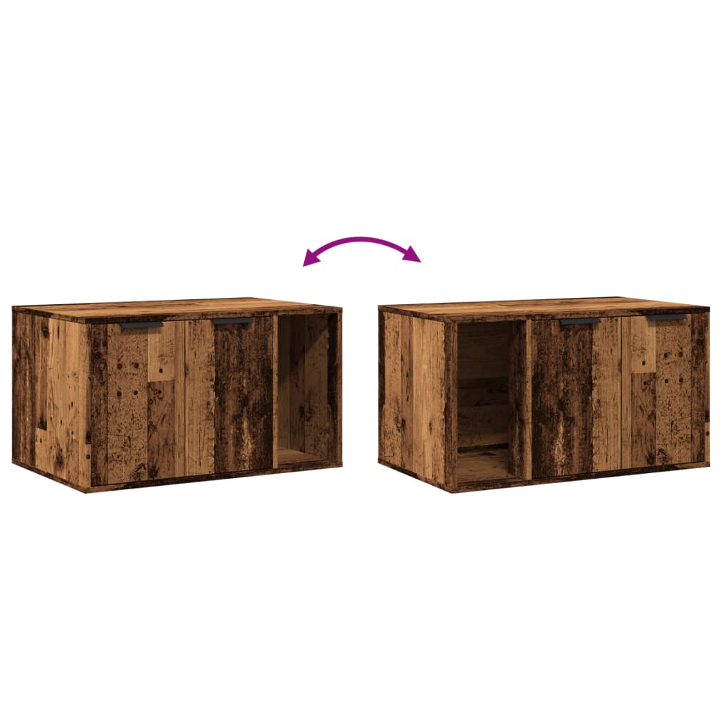 Antik fa színű szerelt fa macskaalomdoboz 80 x 50 x 45 cm