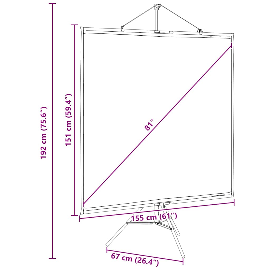 Vetítővászon háromlábú állvánnyal 81