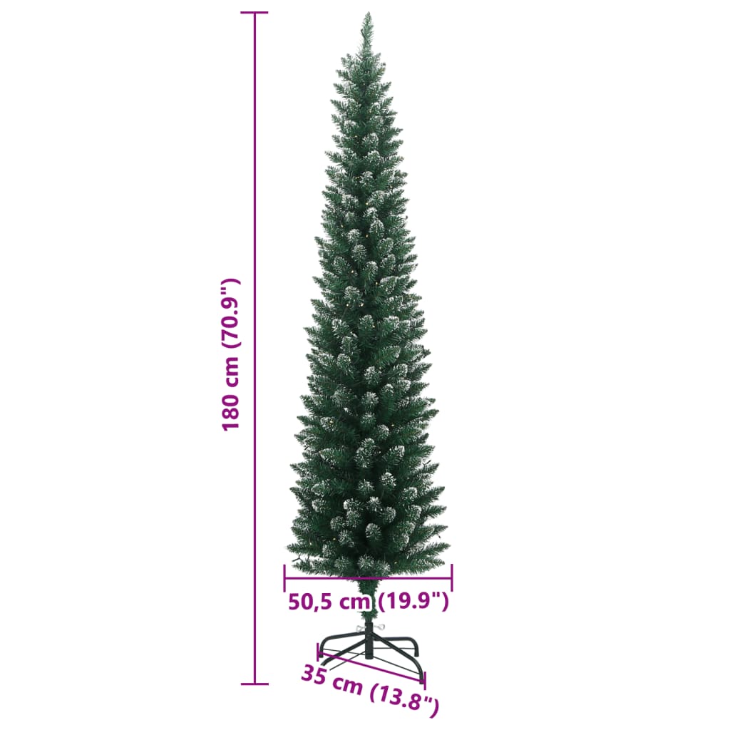 Vékony műkarácsonyfa 300 led-del 180 cm