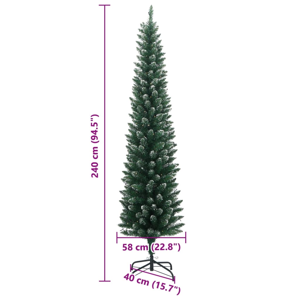 Vékony műkarácsonyfa 300 led-del 240 cm