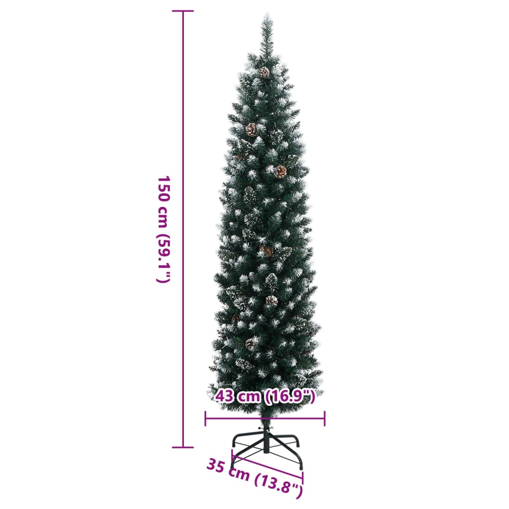 Vékony műkarácsonyfa 150 led-del 150 cm