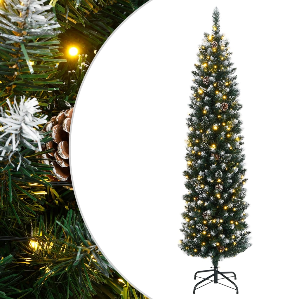 Vékony műkarácsonyfa 300 led-del 180 cm