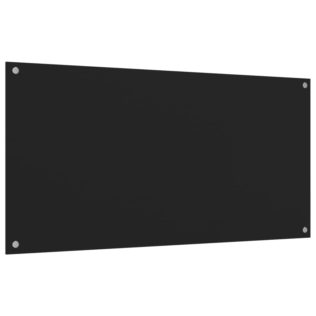 2 db fekete edzett üveg konyhai falburkoló 80 x 50 cm