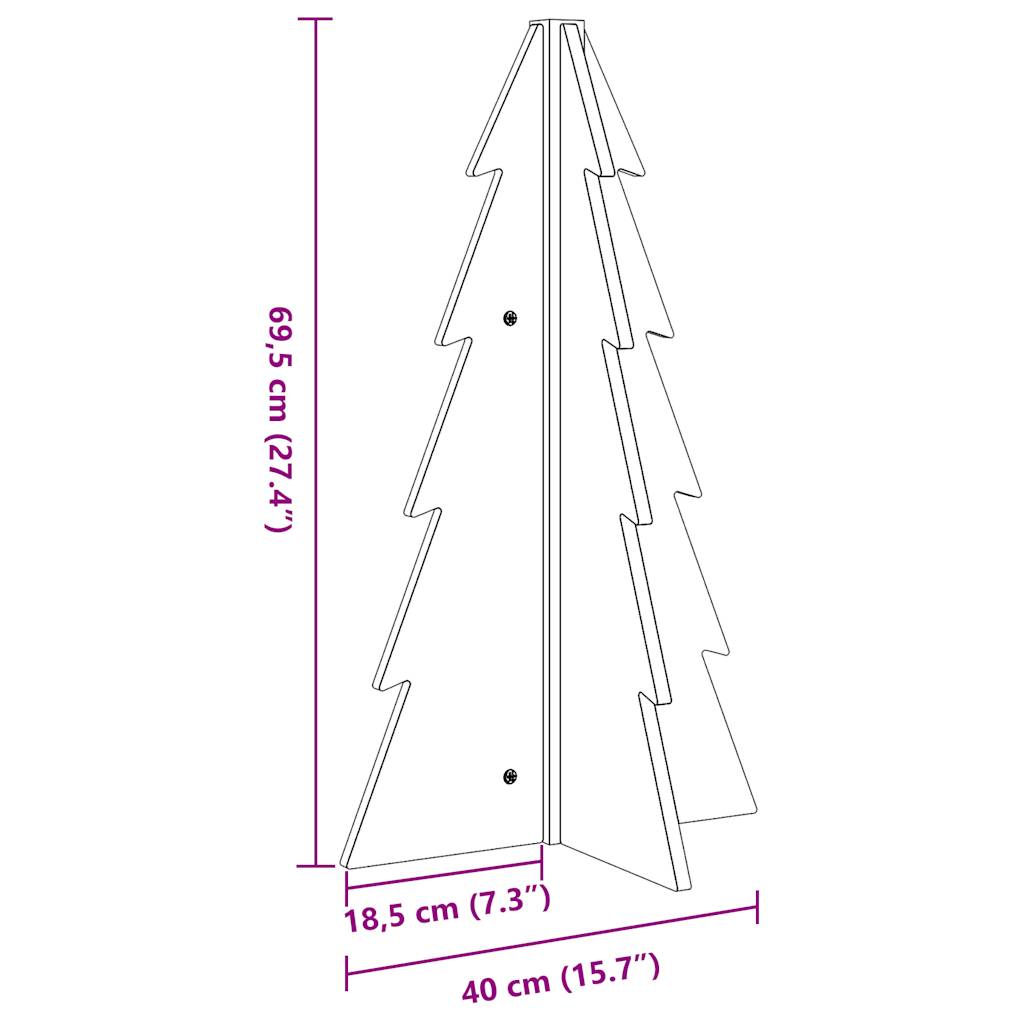Viaszbarna tömör fenyőfa karácsonyfa-dekoráció 69,5 cm