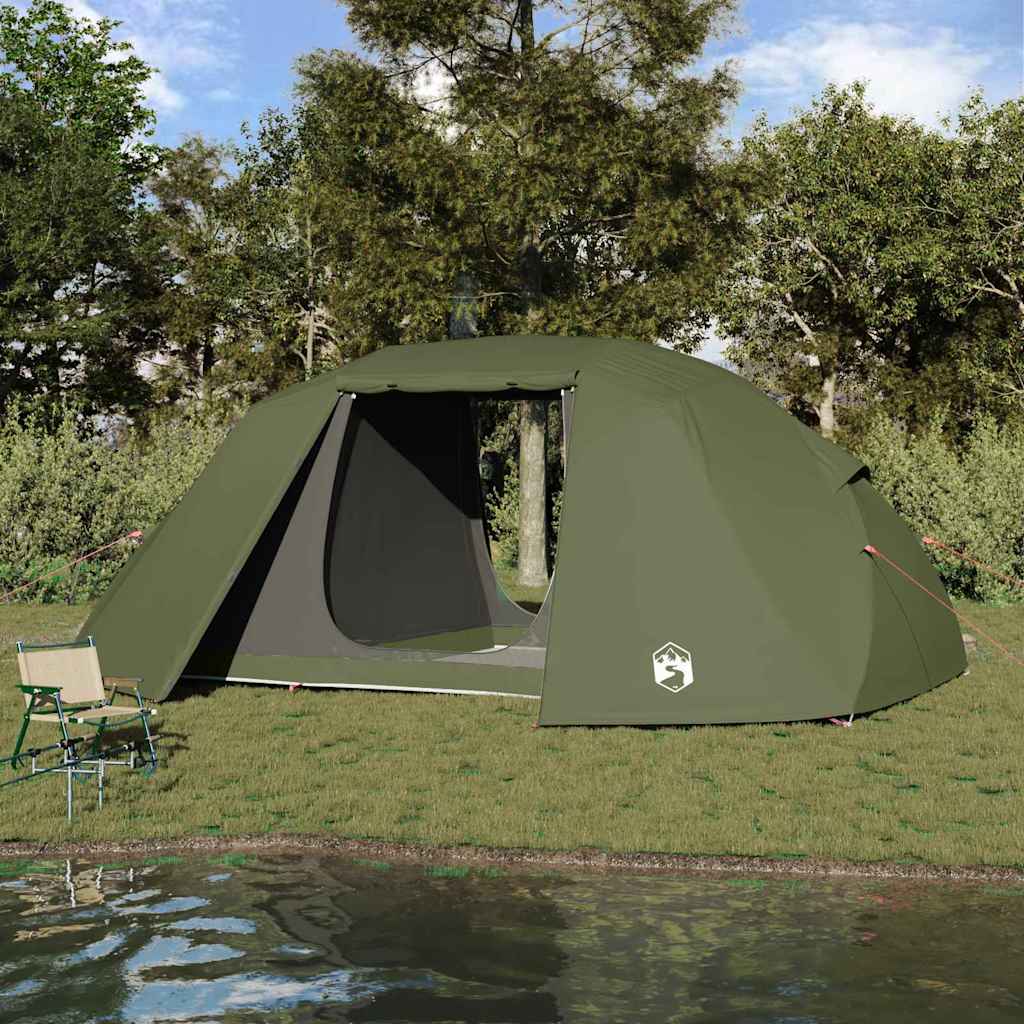 Horgászsátor olajzöld 514 x 465 x 187 cm poliészter és üvegszál
