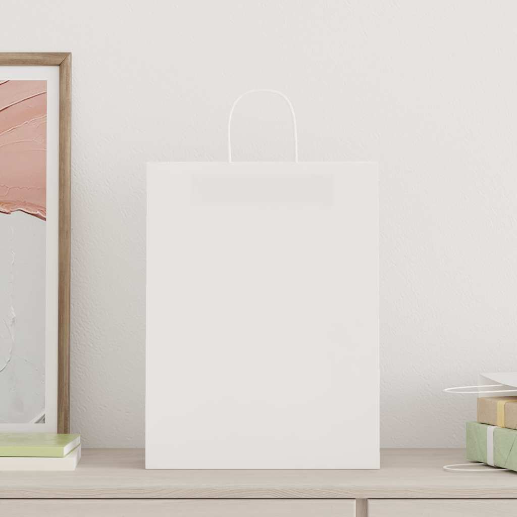 250 db fehér papírzacskók fogantyúkkal 32x12x42 cm