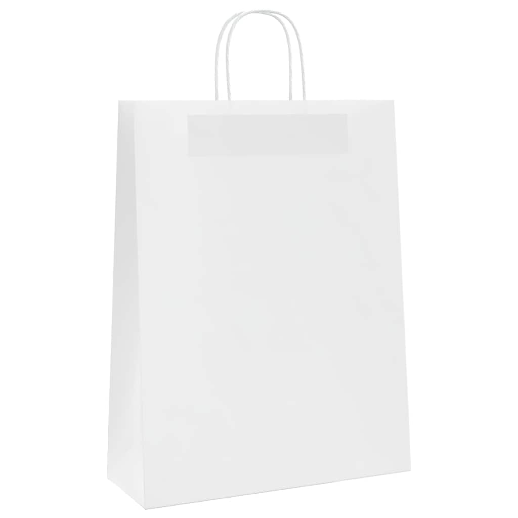 250 db fehér papírzacskók fogantyúkkal 32x12x42 cm