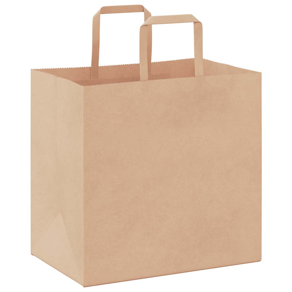 250 db barna kraft papírzacskók fogantyúkkal 26x17x25 cm