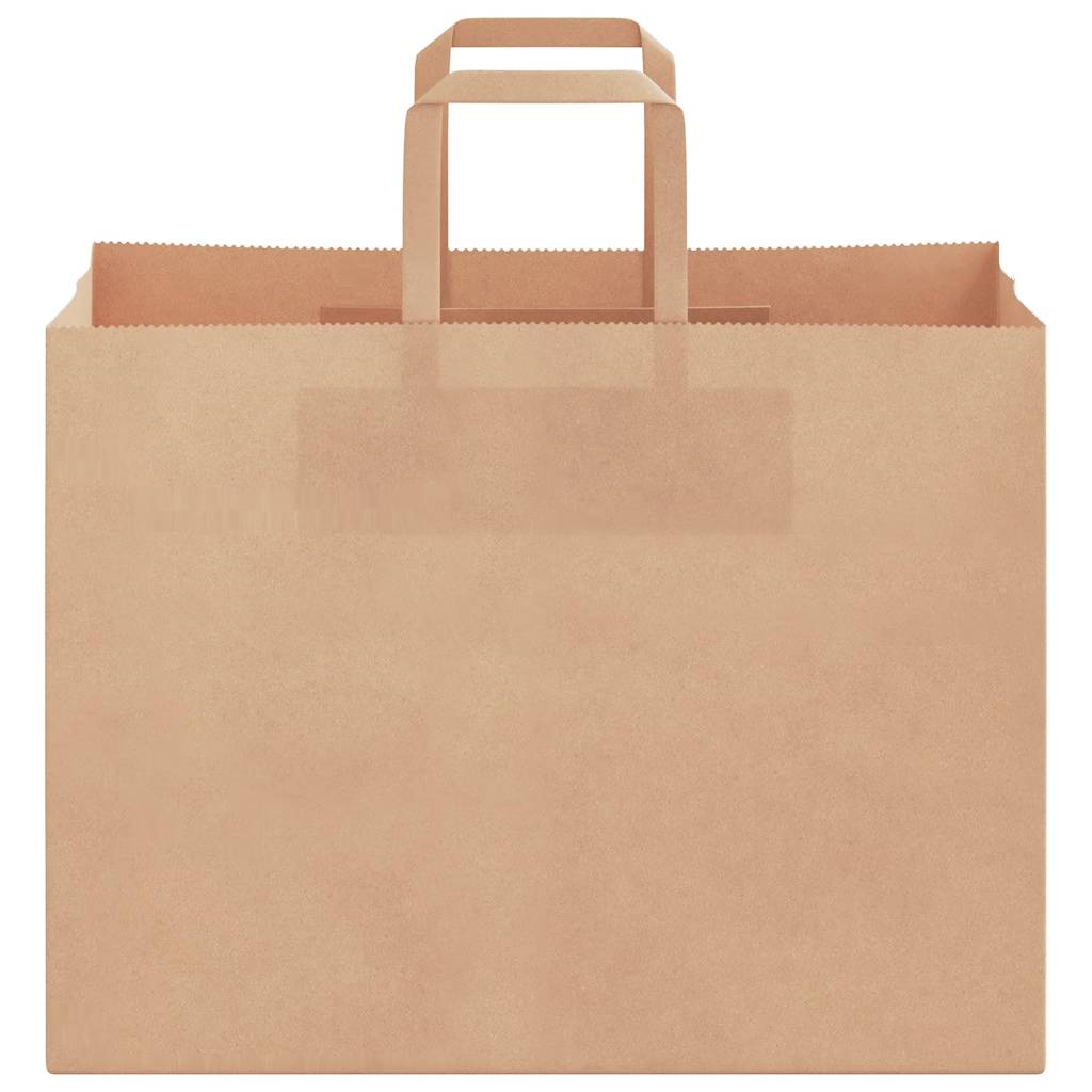 250 db barna kraft papírzacskók fogantyúkkal 32x17x25 cm