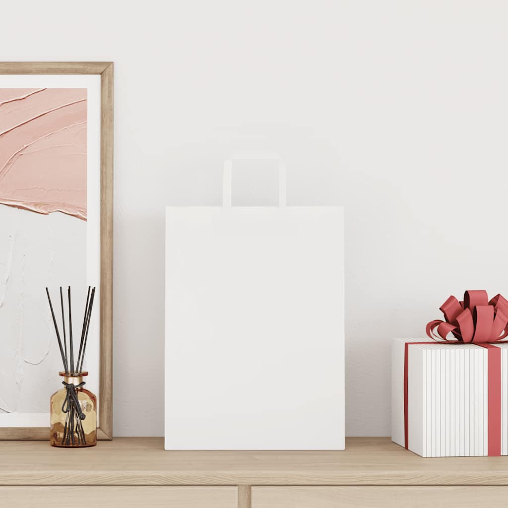 250 db fehér kraft papírzacskók fogantyúkkal 26x12x35 cm