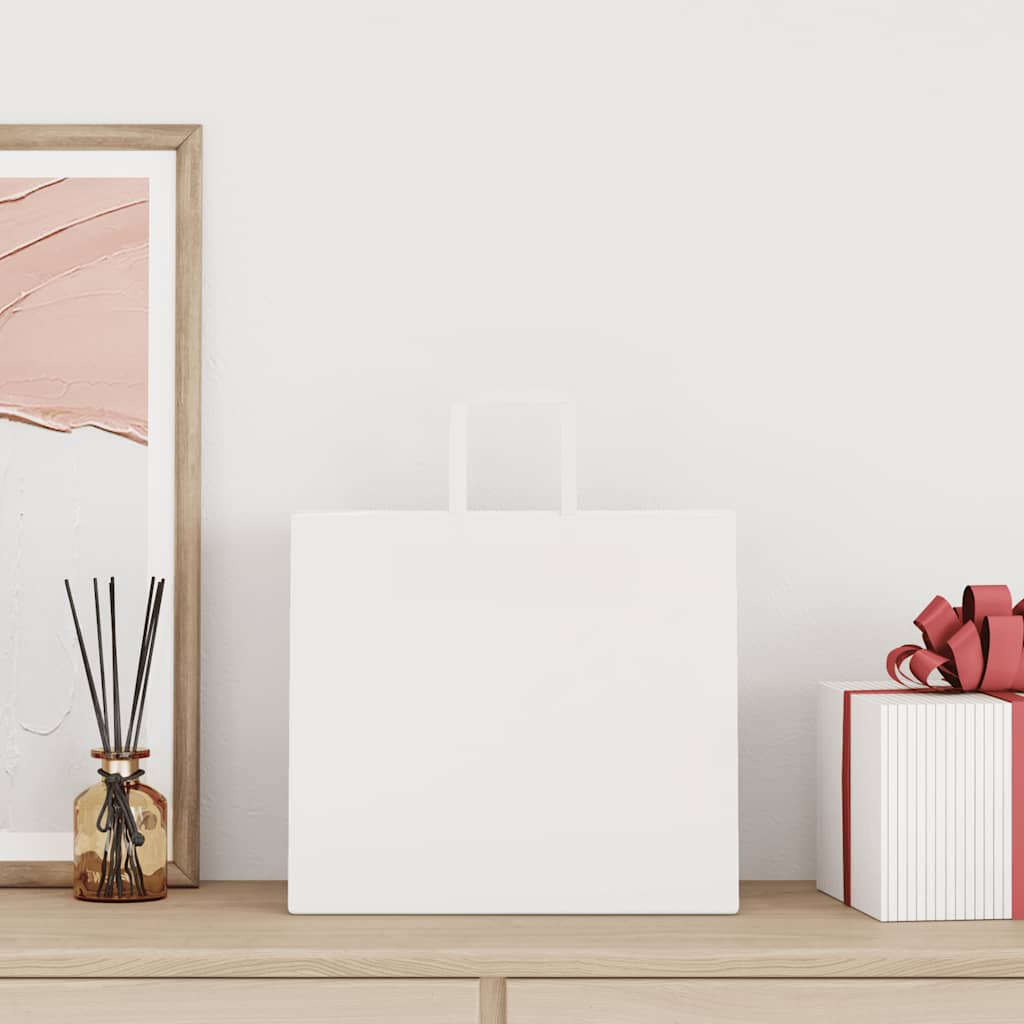 250 db fehér kraft papírzacskók fogantyúkkal 32x22x28 cm