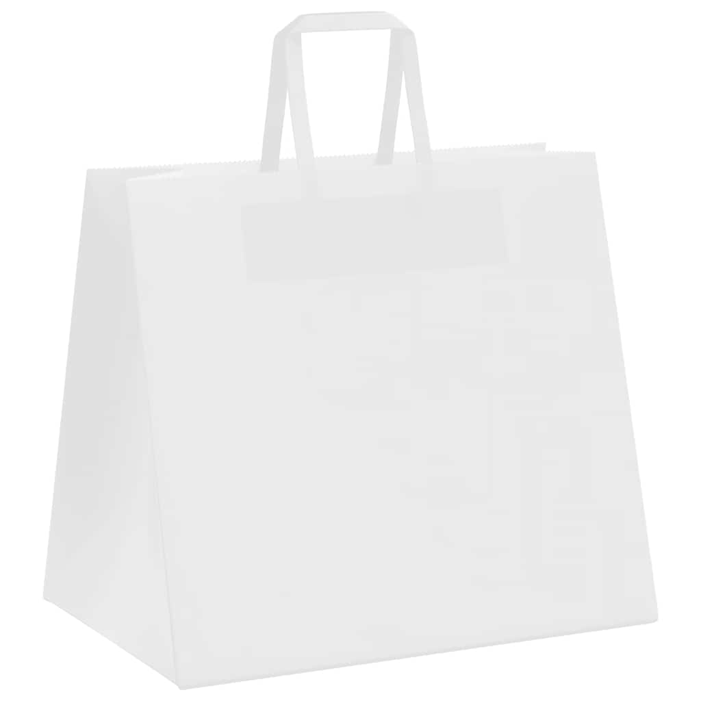 250 db fehér kraft papírzacskók fogantyúkkal 32x22x28 cm