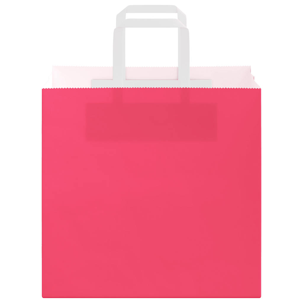 250 db rózsaszín kraft papírzacskók fogantyúkkal 26x17x25 cm