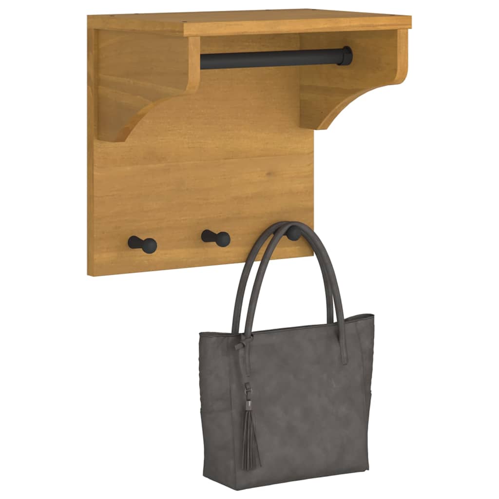 Sandnes tömör fenyőfa falra szerelt kabátállvány 43x30x42 cm