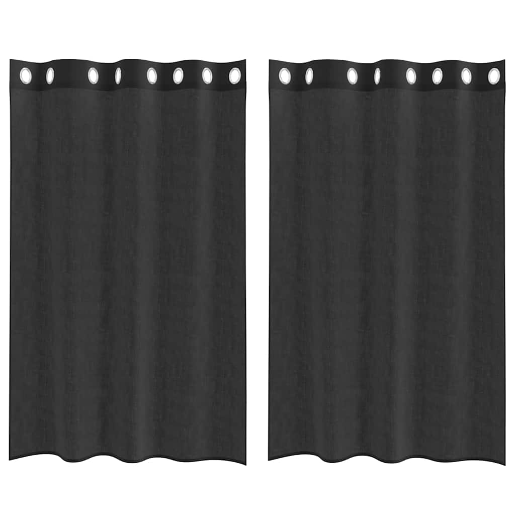 2 db fekete fátyolfüggönyök rojtokkal 140x175 cm