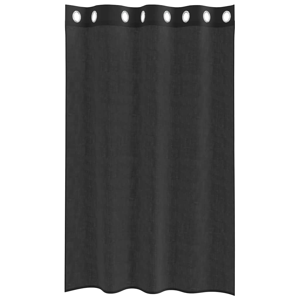 2 db fekete fátyolfüggönyök rojtokkal 140x175 cm